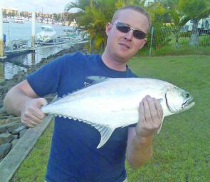 Queenies, trevally and tarpon have been marauding the canals lately; this queenfish was taken on a popper. 